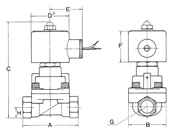 Brass High Pressure Solenoid Valve Normally Closed Dimensions