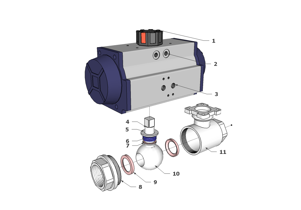 Spring Return Pneumatic High Pressure Ball Valve