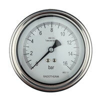100mm Pressure Gauge, All Stainless Steel, Back Entry, 1/2" NPT, Glass Window, BDT18-D. 0 to 10bar